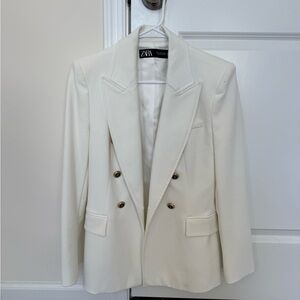 Zara Cream Double-Breasted Blazer
